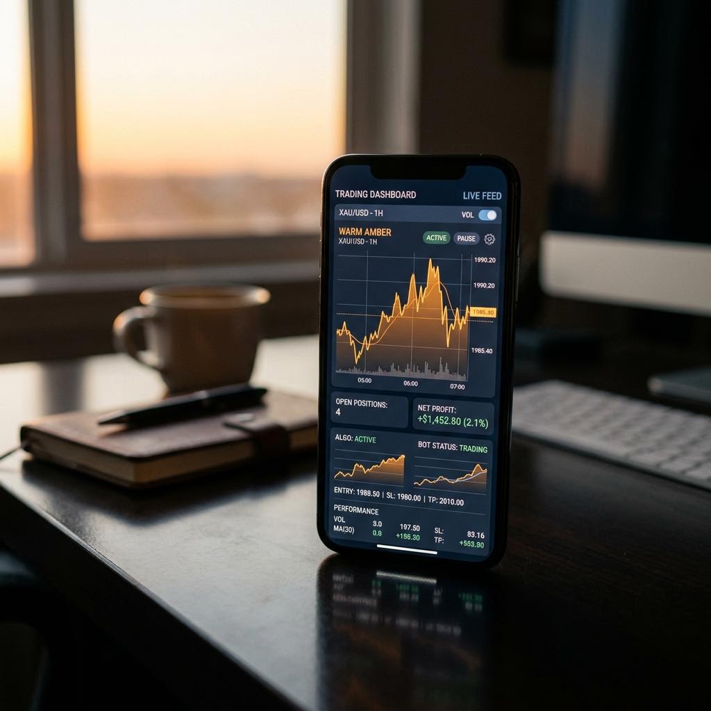 Piattaforma di trading crypto AI Lucrant AI su smartphone